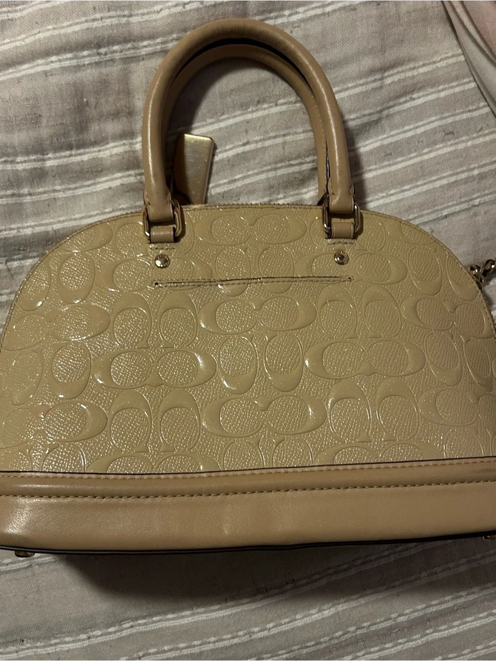 Coach mini sierra debossed patent signature satchel dome purse bag